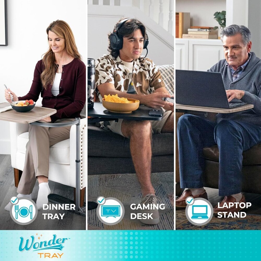 Wonder Tray, Adjustable Swivel Table, Extra-Large Computer Stand, Couch Desk & G - Picture 3 of 7